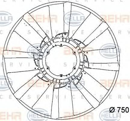 BEHR HELLA SERVICE 8MV376757101 Крильчатка вентилятора, охолодження двигуна