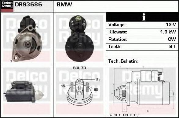 DELCO REMY DRS3686 Стартер