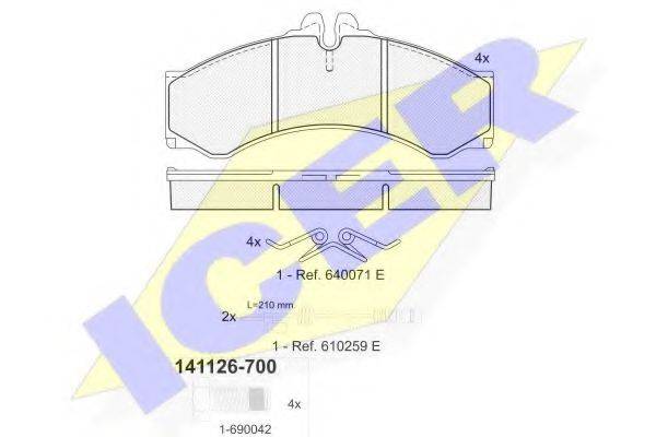 ICER 141126700 Комплект гальмівних колодок, дискове гальмо
