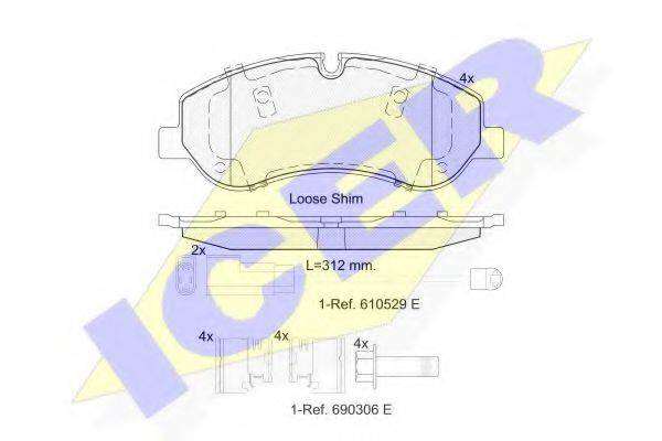 ICER 142119 Комплект гальмівних колодок, дискове гальмо