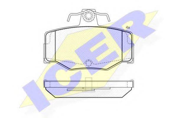 ICER 180804 Комплект гальмівних колодок, дискове гальмо