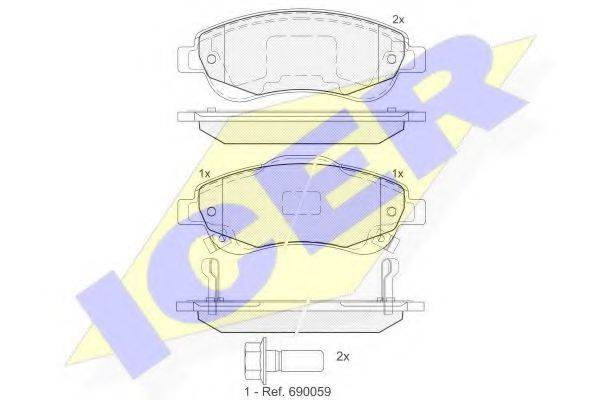 ICER 181887 Комплект гальмівних колодок, дискове гальмо