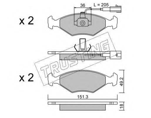TRUSTING 2820 Комплект гальмівних колодок, дискове гальмо