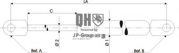 JP GROUP 4381202309 Газова пружина, заднє скло