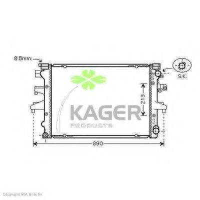 KAGER 313428 Радіатор, охолодження двигуна
