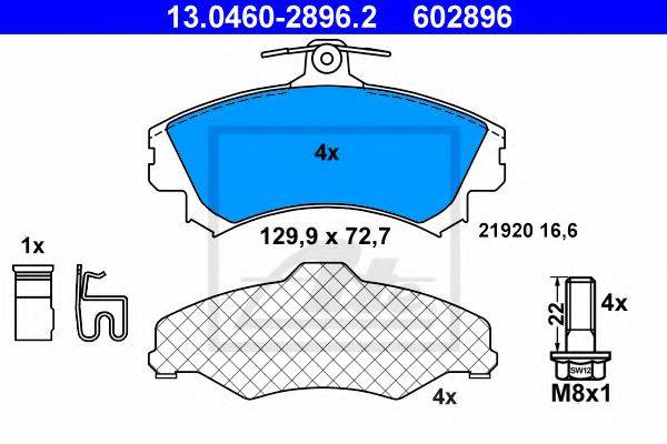 ATE 13046028962 Комплект гальмівних колодок, дискове гальмо