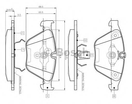 BOSCH 0986TB2413 Комплект гальмівних колодок, дискове гальмо