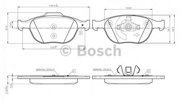 BOSCH 0986TB2446 Комплект гальмівних колодок, дискове гальмо