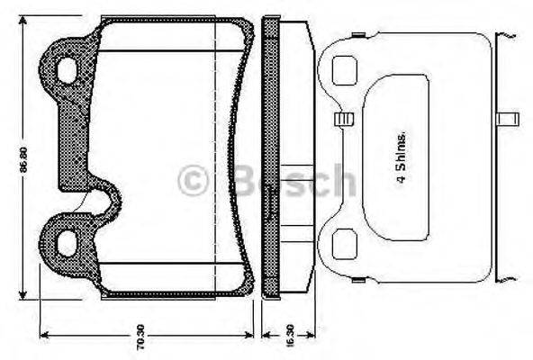BOSCH 0986TB3075 Комплект гальмівних колодок, дискове гальмо