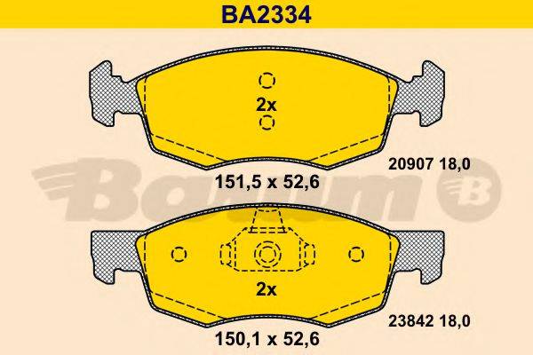 BARUM BA2334 Комплект гальмівних колодок, дискове гальмо