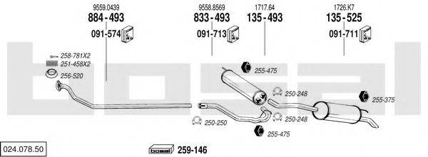 BOSAL 02407850 Система випуску ОГ