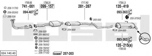 BOSAL 02414040 Система випуску ОГ