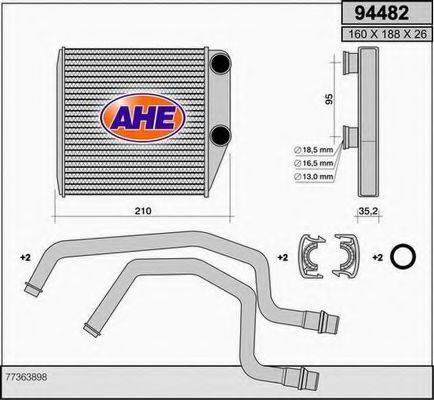 AHE 94482 Теплообмінник, опалення салону
