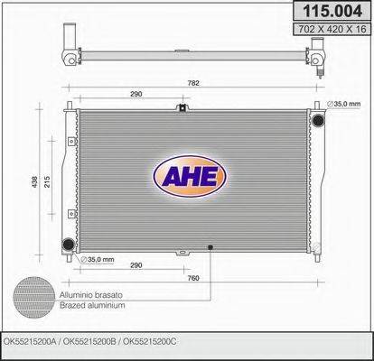 AHE 115004 Радіатор, охолодження двигуна