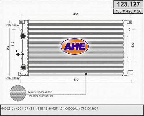 AHE 123127 Радіатор, охолодження двигуна