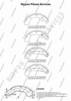 NPS D350O01 Комплект гальмівних колодок