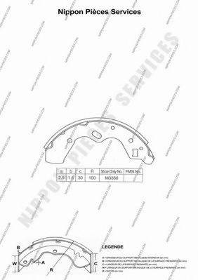 NPS M350A43 Комплект гальмівних колодок