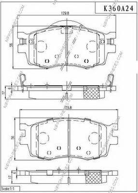 NPS K360A24 Комплект гальмівних колодок, дискове гальмо