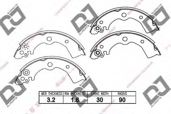 DJ PARTS BS1040 Комплект гальмівних колодок