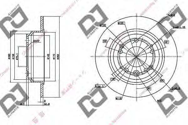 DJ PARTS BD1048 гальмівний диск