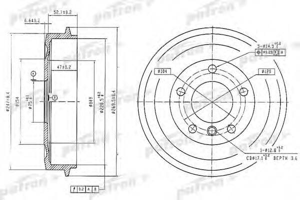 PATRON PDR1035 Гальмівний барабан