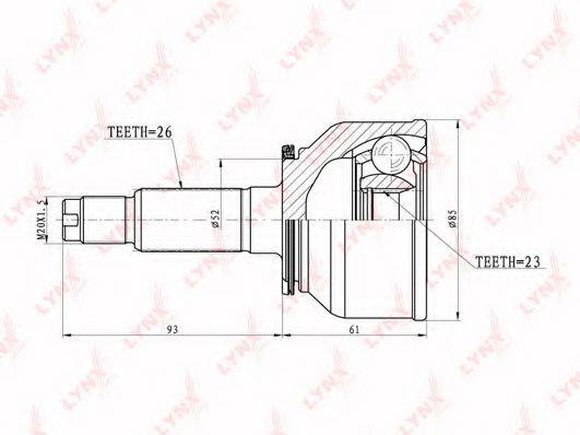 LYNXAUTO CO5115 Шарнірний комплект, приводний вал