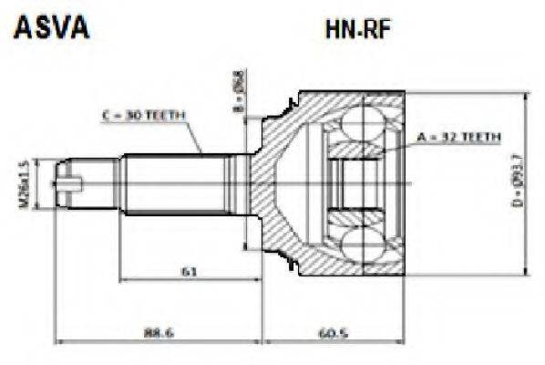 ASVA HNRF Шарнірний комплект, приводний вал