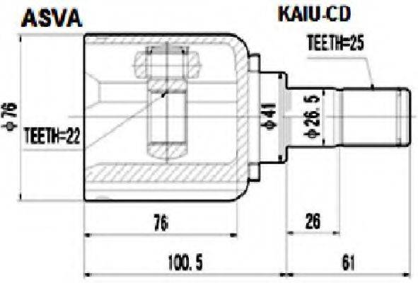 ASVA KAIUCD Шарнірний комплект, приводний вал