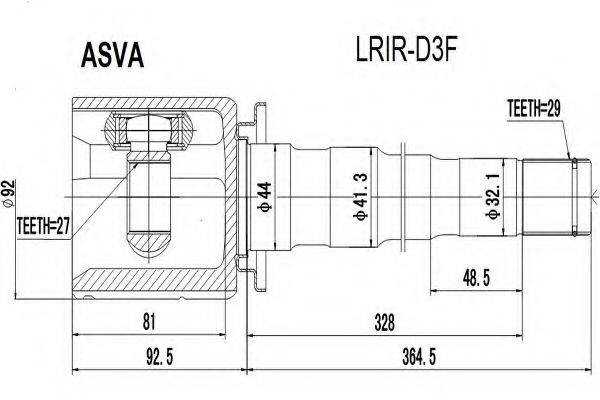 ASVA LRIRD3F Шарнірний комплект, приводний вал