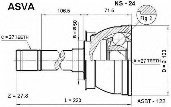 ASVA NS24 Шарнірний комплект, приводний вал