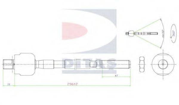 DITAS A25549 Осьовий шарнір, рульова тяга