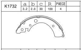 ASIMCO K1732 Комплект гальмівних колодок