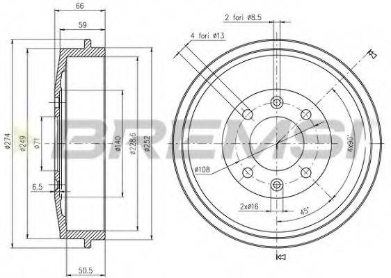 BREMSI DR5146 Гальмівний барабан