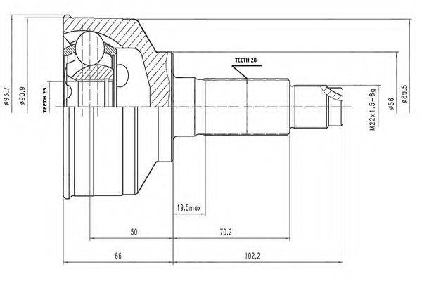 AYWIPARTS AW1510126 Шарнірний комплект, приводний вал