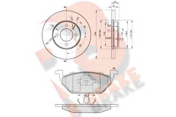 R BRAKE 3R11843790 Комплект гальм, дисковий гальмівний механізм