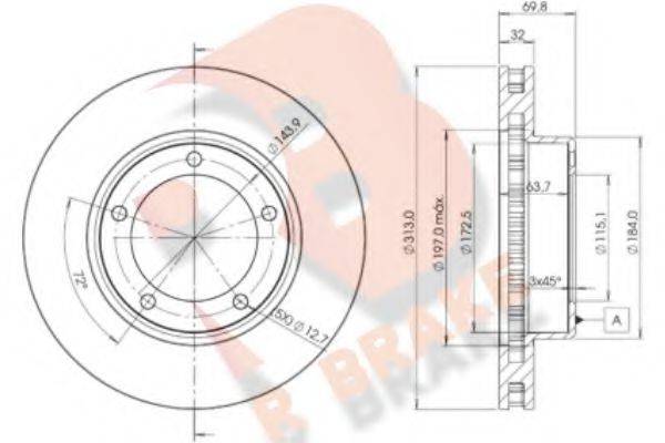 R BRAKE 78RBD21265 гальмівний диск