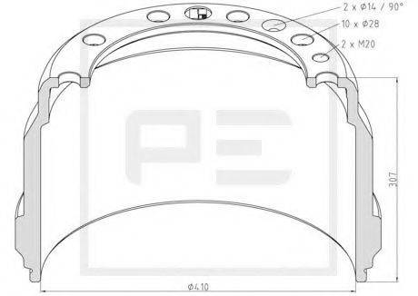PE AUTOMOTIVE 14607300A Гальмівний барабан