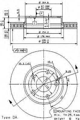 BREMBO 09936214 гальмівний диск