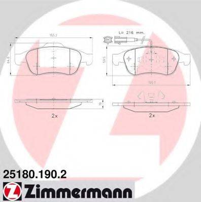 ZIMMERMANN 251801902 Комплект гальмівних колодок, дискове гальмо