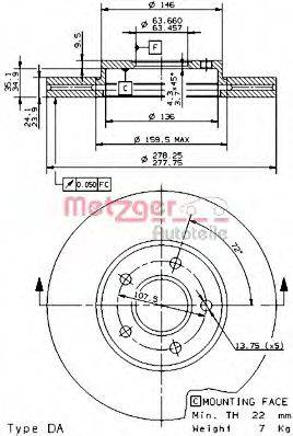 METZGER 24928E гальмівний диск
