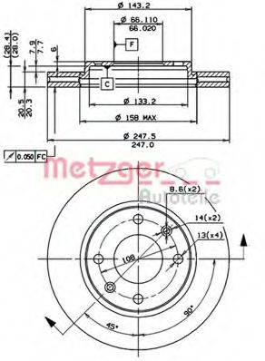 METZGER 24249E гальмівний диск
