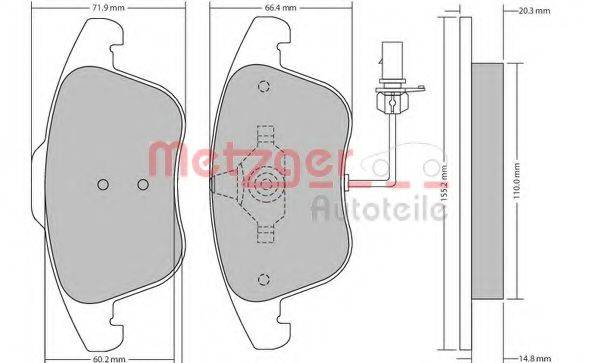 METZGER 1170156 Комплект гальмівних колодок, дискове гальмо