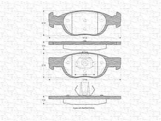MAGNETI MARELLI 363702160351 Комплект гальмівних колодок, дискове гальмо