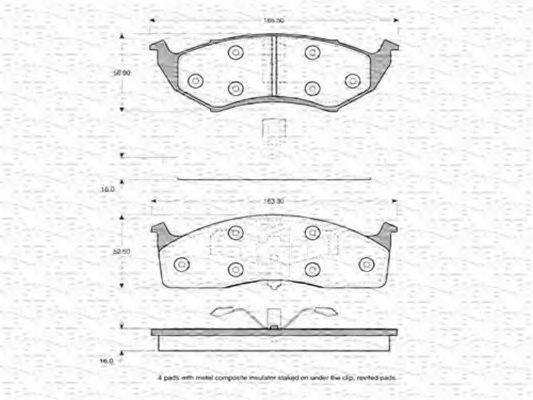 MAGNETI MARELLI 363702160633 Комплект гальмівних колодок, дискове гальмо