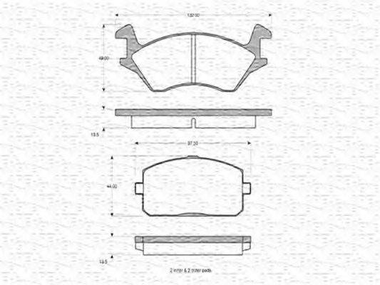 MAGNETI MARELLI 363702160702 Комплект гальмівних колодок, дискове гальмо