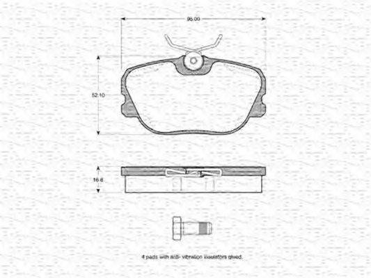 MAGNETI MARELLI 363702160851 Комплект гальмівних колодок, дискове гальмо