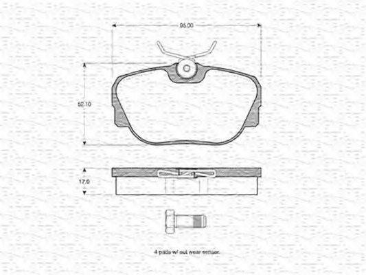 MAGNETI MARELLI 363702160942 Комплект гальмівних колодок, дискове гальмо