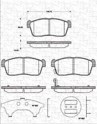 MAGNETI MARELLI 363702161303 Комплект гальмівних колодок, дискове гальмо